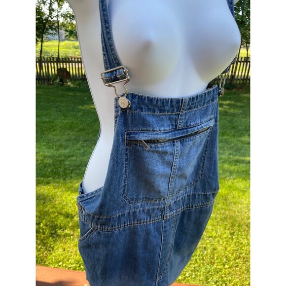 Gloria Vanderbilt Womens Denim Overalls Size L Blue Y2K Wide Leg Comfort Pockets - Picture 10 of 11